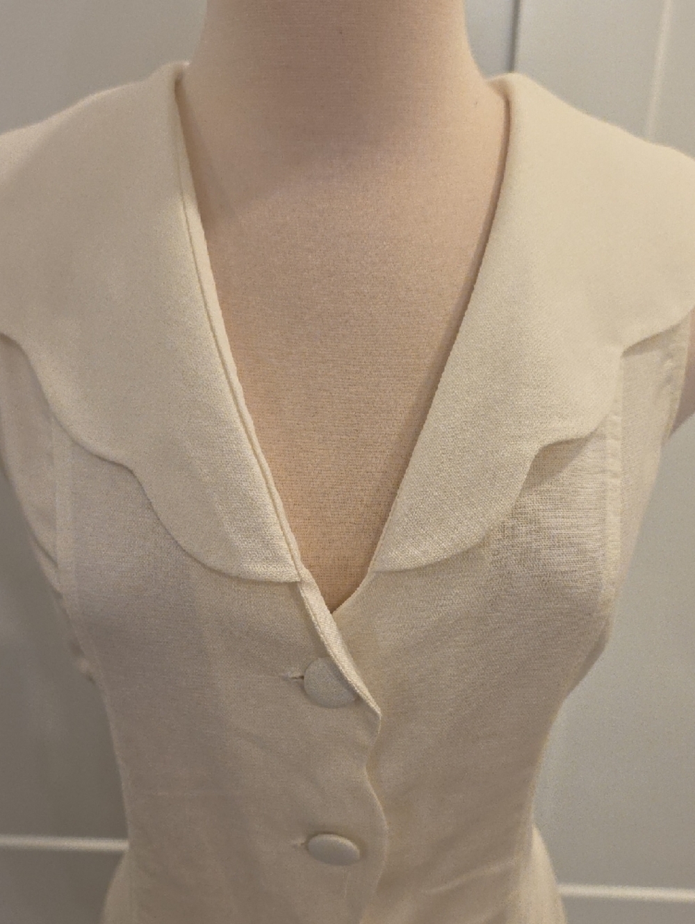 Rachel Parcell White linen blend Ruffle collar Mini Dress size S new with tags - Picture 3 of 12